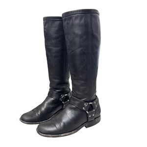Frye Phillip Harness‎ Tall Black Leather Riding Boots Womens Size 6